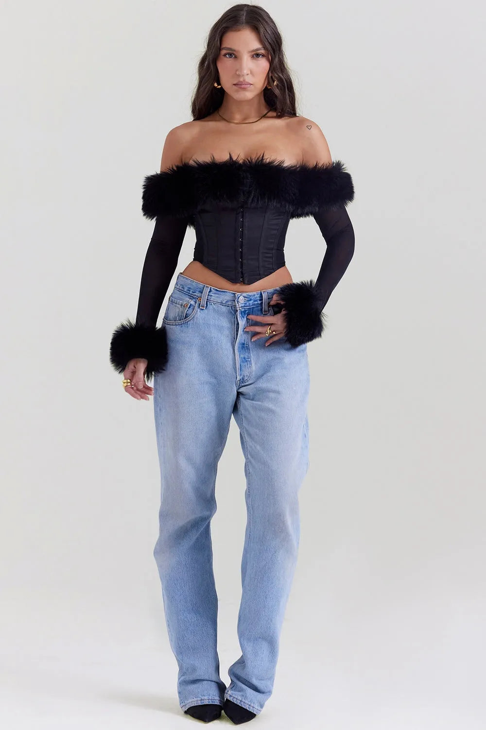 Ribbed Sleeve Corset - Model Ryana