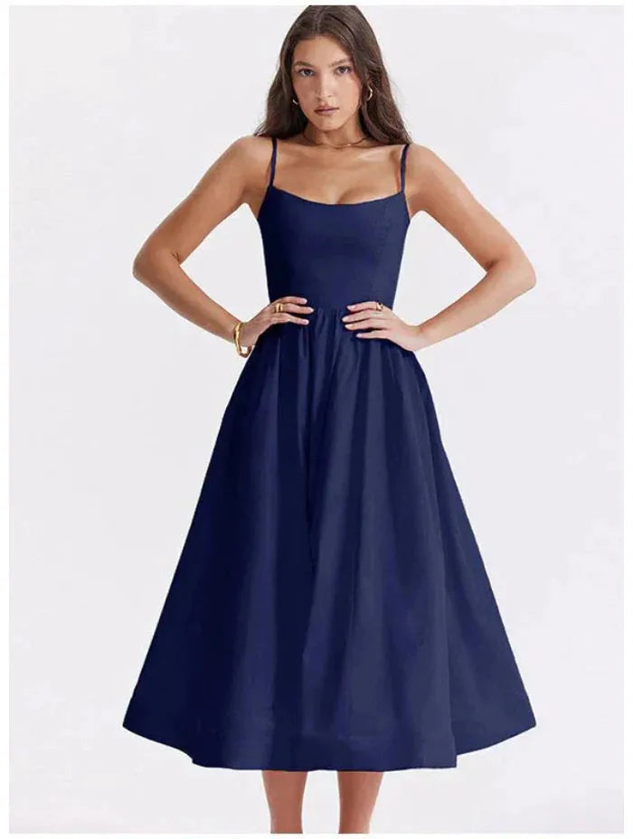 Solid Midi Women's Dress Clearance Model