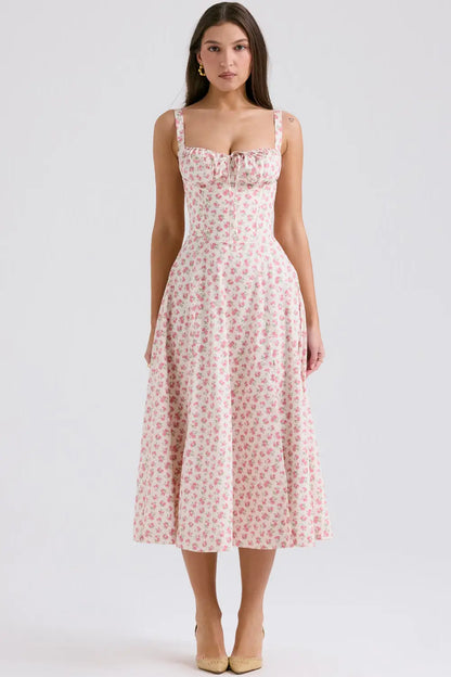 Attracione Floral Midi Dress - Shapes the Waist