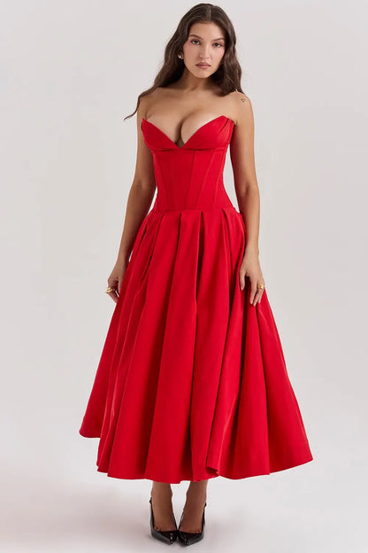 Evelyn Model Corset Midi Dress